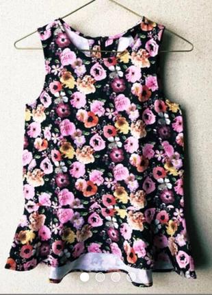 Брендовая красивая блуза с баской h&m индонезия цветы3 фото