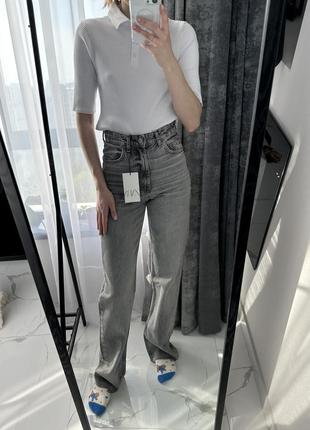 Джинси zara wide leg сірі