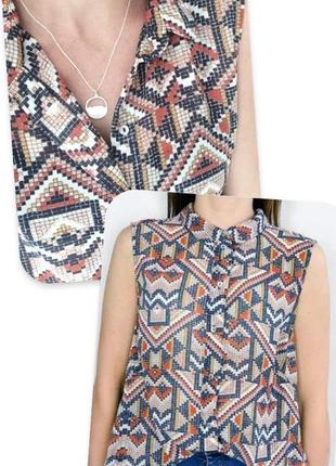 Брендовая шифоновая блуза в орнамент h&m индонезия этикетка1 фото