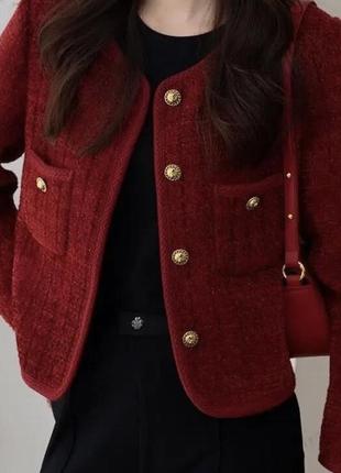 Твидовый красный пиджак. новый2 фото