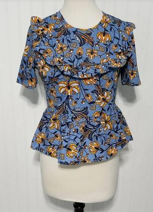 Брендовая красивая блуза zara цветы хлопок этикетка4 фото