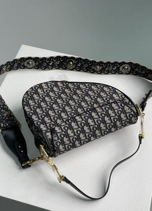 Сумка dior saddle bag with strap blue dior oblique jacquard8 фото