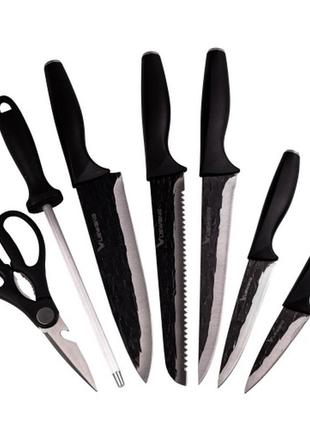 Набір кухонних ножів 7 предметів, чорний3 фото