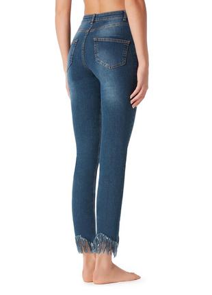 Джинсы с бахромой calzedonia, джинсы с высокой посадкой, джинсы трубы, джинсы скини2 фото