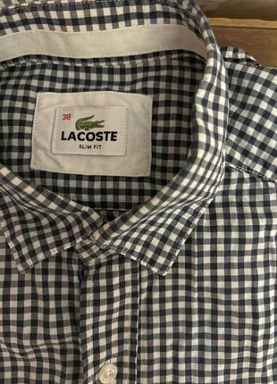 Сорочка lacoste з довгим рукавом в клітинку