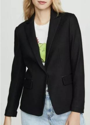 Брендовый стильный женский черный пиджак/жакет с карманами, на одну пуговицу, от warehouse