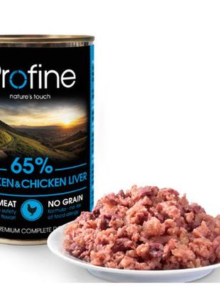 Консервированный влажный корм для собак всех пород profine chicken & chicken liver 6 банок x 400 грамм