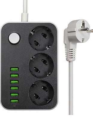 Мережевий фільтр подовжувач з usb роз'ємами heltec no1898