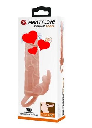 Насадка на член с вибратором-кролик pretty love - brave man, 17 см*4см