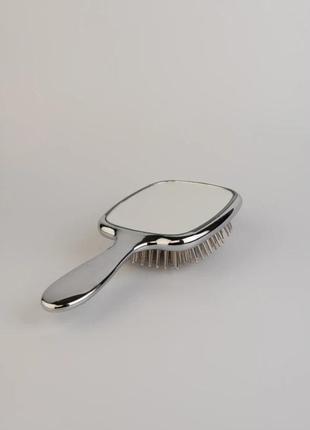 Расческа для волос с зеркальцем серебристая janeke 1830 hairbrush with mirror silver2 фото