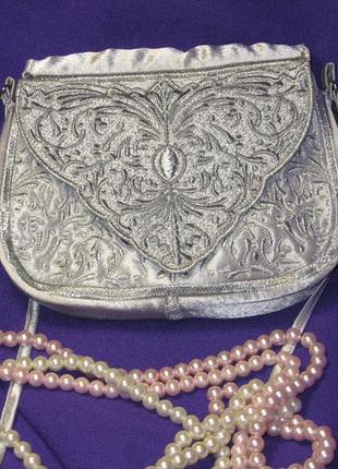 Клатч серебряный, ажурный/сумочка серебряная, кружевная с вышивкой.серебро. ручная работа.1 фото