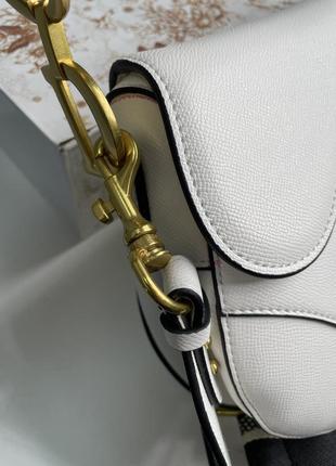 Сумка dior saddle bag with strap latte grained calfskin6 фото