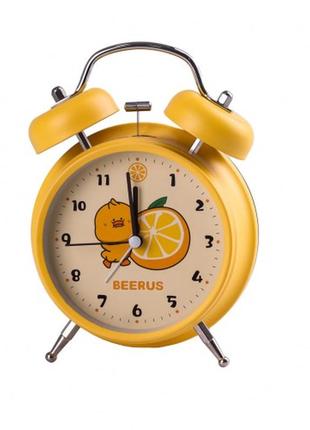 Настільний годинник з будильником fruity friends на батарейках, жовтий