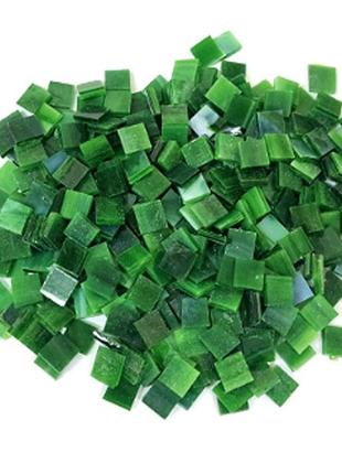 Набір шматочків мозаїки слюда форма квадрат 200 грам 1*1 см 280 штук колір зелений мікс1 фото