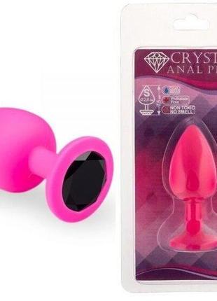 Силиконовая анальная пробка с кристаллом pink silicone black diamond ( размер m )