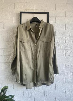 Рубашка chicoree хаки милитари зеленый лиоцел хлопок l,m,38-42