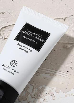 Маска для очищения и сужения пор roda roji kaolin & adzuki bean wash off pack