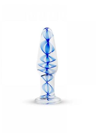 Анальная пробка (стекло) голубая спираль gildo glass buttplug no. 23, нидерланды