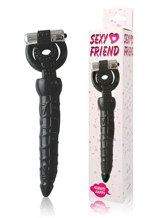 Насадка - кольцо с анальной стимуляцией и вибрацией цвет чёрный l 180 мм d 28 мм