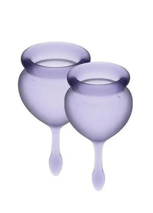 Менструальные чаши satisfyer feel good menstrual cup lila, 2 шт в наборе