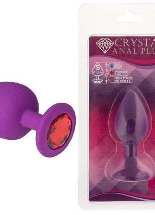 Силіконова анальна пробка з кристалом purple silicone ruby ( розмір s)