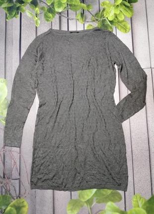 Платье вязанное тонкое трикотаж серого цвета прямой крой1 фото
