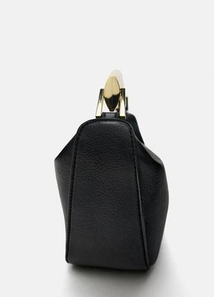 Zara 🔥 -60% сумка чорна міні сіті з золотою ручкою6 фото