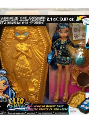 Игровой набор с куклой + золотой бьюти кейс monster high doll cleo de nile golden glam case beauty kit кукла клео де нил mattel набор косметики2 фото