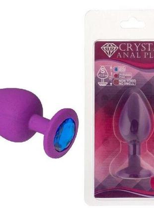 Силиконовая анальная пробка с кристаллом purple silicone sapphire ( размер s )