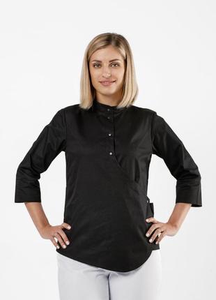 Медицинская женская ассиметричная куртка киото чёрный