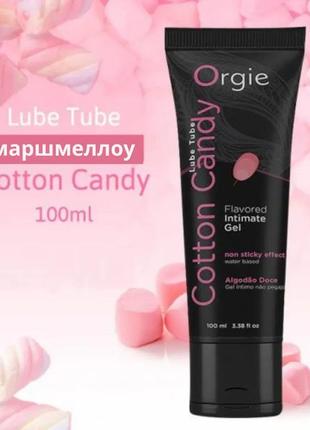 Лубрикант orgie lube tube cotton candy 100 ml зі смаком солодкої вати на водній основі оральна смачна