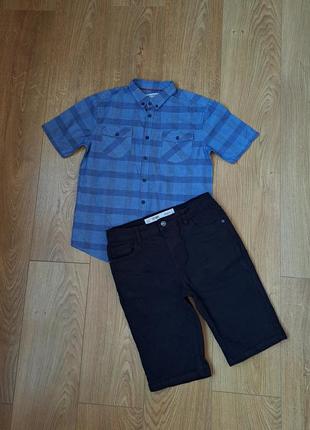 Летний набор для мальчика/черные джинсовые шорты/рубашка с коротким рукавом для мальчика