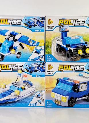 Конструктор 8в1 681001g поліцейська спецтехніка від 86 деталей
