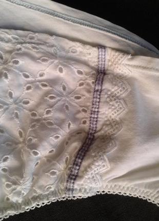 Білі жіночі бавовняні трусики з прошвою per una lingerie marks &amp; spencer 12 р-р5 фото