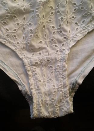 Білі жіночі бавовняні трусики з прошвою per una lingerie marks &amp; spencer 12 р-р6 фото