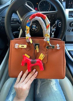 Кожаная коричневая сумка в стиле hermes birkin