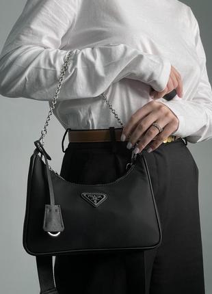 Сумка prada re-edition 2005 re-nylon bag black8 фото