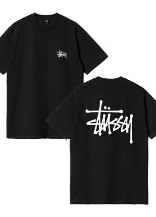 Футболка stussy чорна чоловіча жіноча