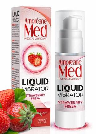 Лубрикант - жидкий вибратор amoreane med: liquid vibrator strawberry клубника 30 ml, испания