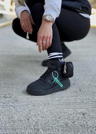 Жіночі кросівки prada x adidas forum low re-nylon black4 фото