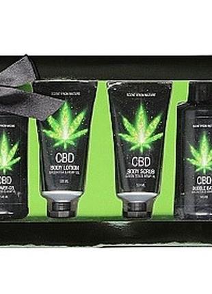 Набор для ванны ( гель, пена, скрад и лосьен) cbd luxe gift set - green tea & hemp oil6 фото