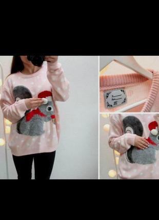 Новогодний свитер с 3d белочкой7 фото
