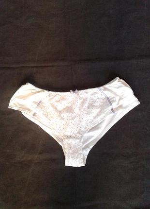 Белые женские хлопковые трусики с прошвой per una lingerie marks & spencer 12 р-р