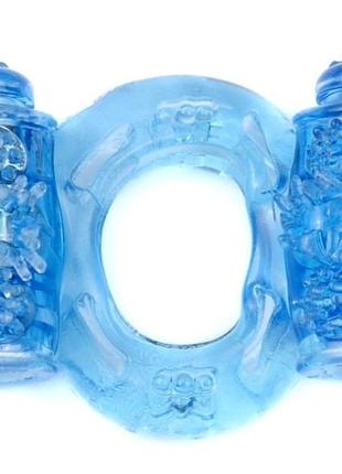 Эрекционное вибро кольцо boss vibrating cock ring double blue, bs6700035