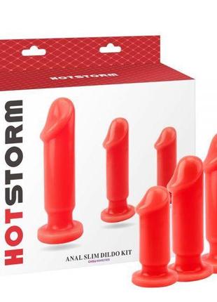 Набір анальних корків anal slim dildo kit storm, red