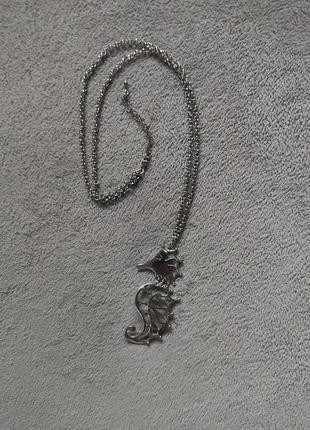Біжутерія кулон з ланцюжком намисто кольє морський коник срібний колір6 фото