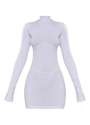 Біла сукня від plt prettylittlething з імітацією корсету4 фото