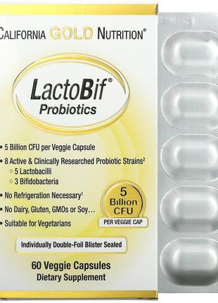 Пробіотики lactobif 5 млрд кое 60 капсул california gold nutrition