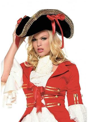 Піратський капелюх pirate hat with gold trim від leg avenue, чорний