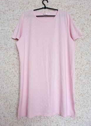 Ночная рубашка ночнушка розовая в горох